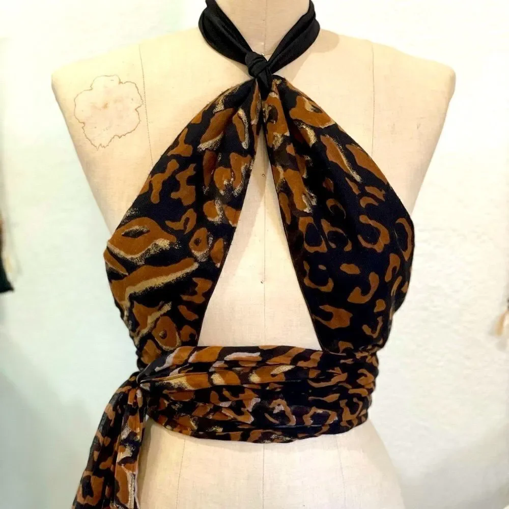Animal print wrap tops